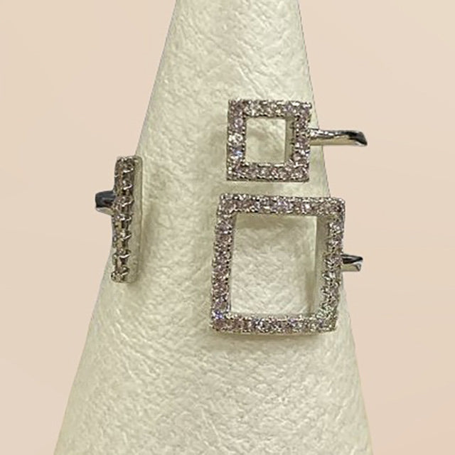 Anillo Plata Geométrico con Circones