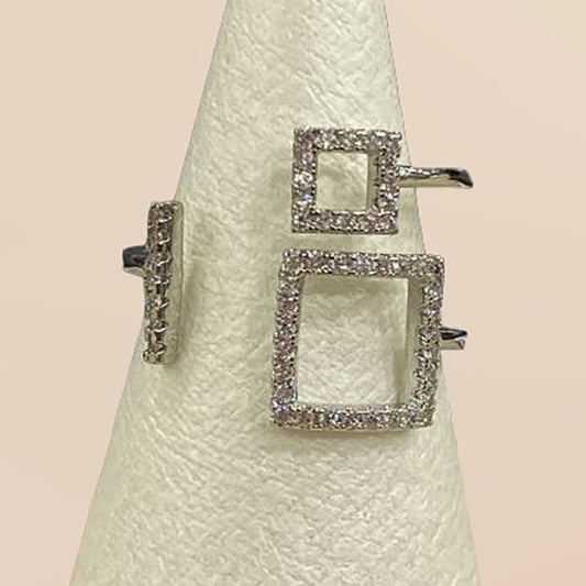 Anillo Plata Geométrico con Circones
