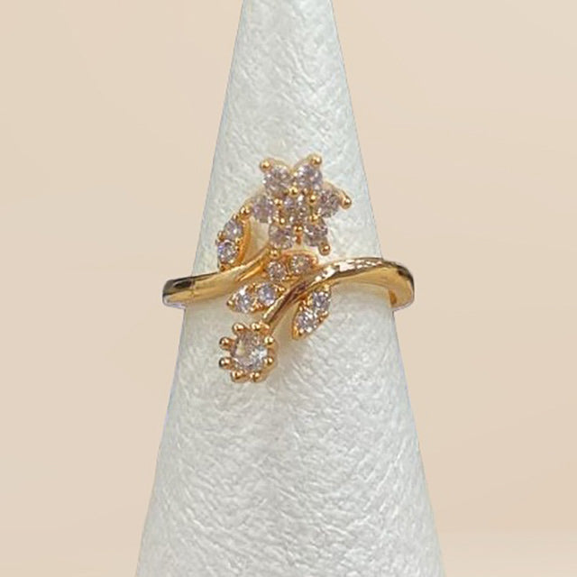 Anillo Flor Brillante Dorado