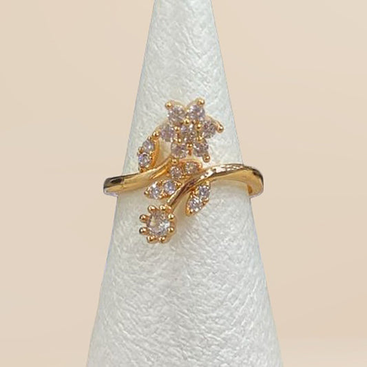 Anillo Flor Brillante Dorado