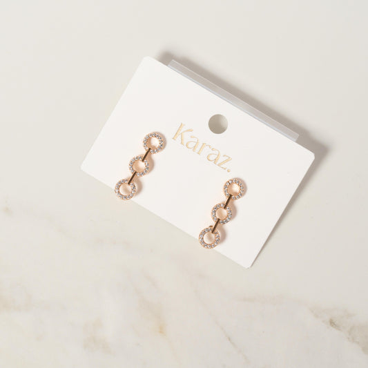 Aretes Largos de Círculos Brillantes Oro Rosa
