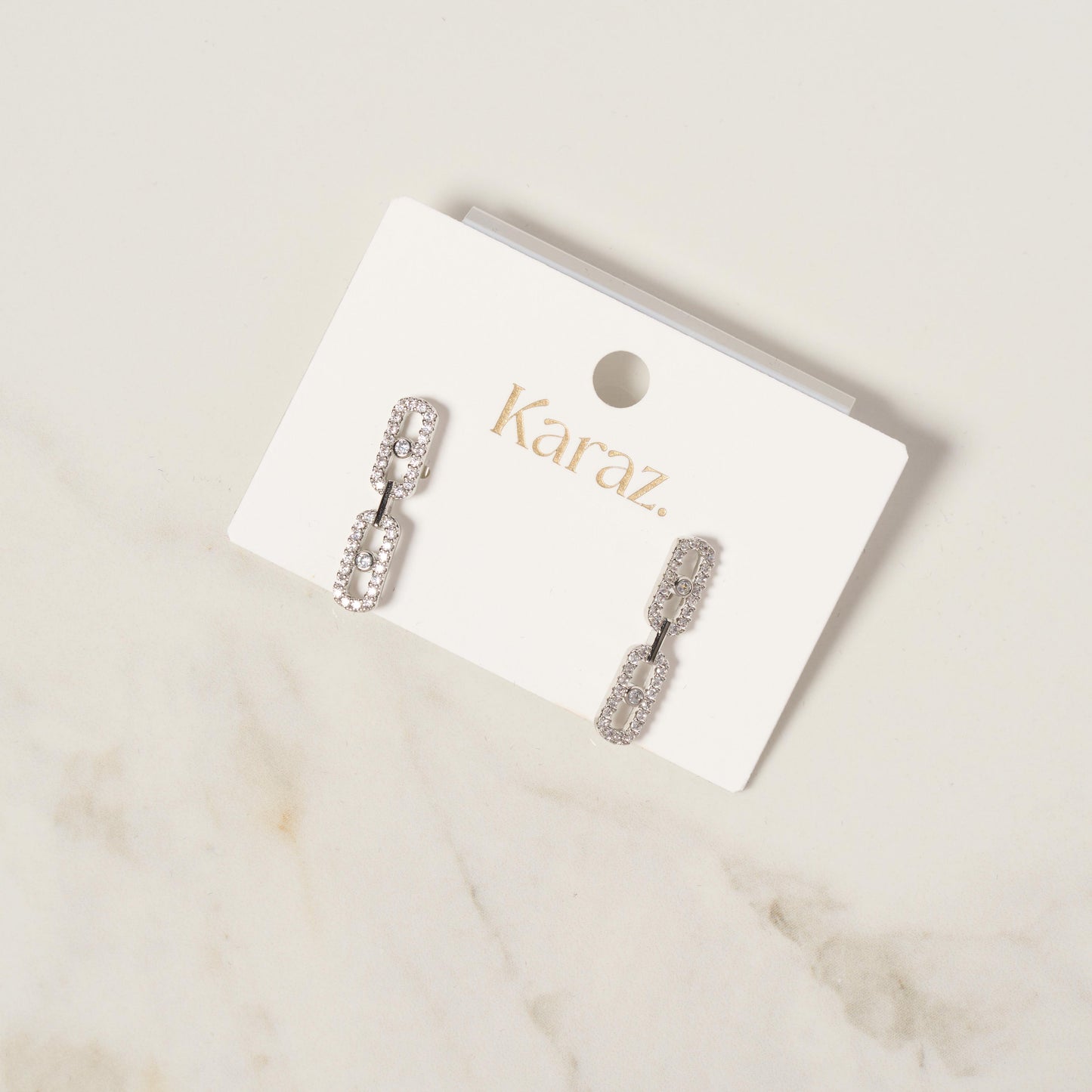 Aretes Clip Eslabones Brillantes de Plata