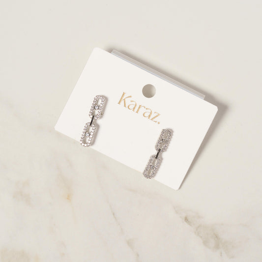 Aretes Clip Eslabones Brillantes de Plata