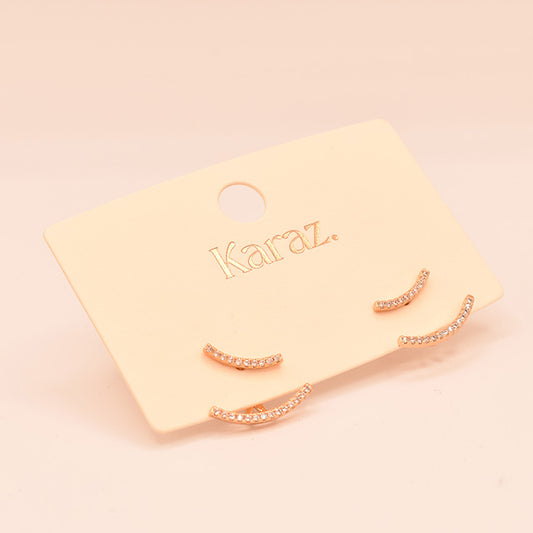 Pendientes Curvos Brillantes Karaz Oro Rosa