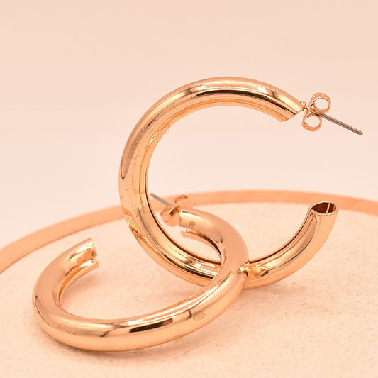 Argollas Lisas Grandes Oro Rosa