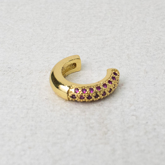 Earcuff Dorado con Circonitas Rosas