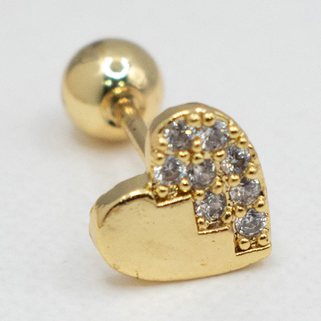 Piercing Corazón Brillante Dorado