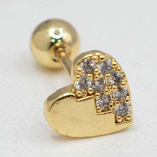 Piercing Corazón Brillante Dorado