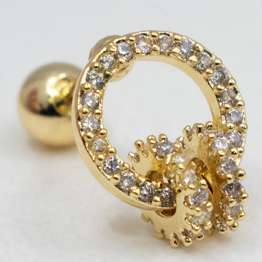 Piercing Doble Anillo Brillante Oro