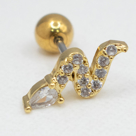 Piercing Onda Dorada con Cristales