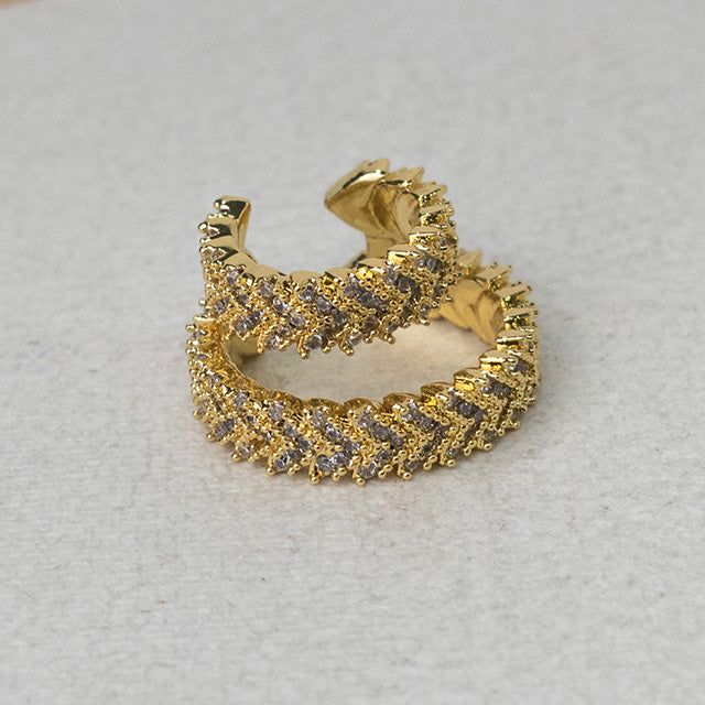 Earcuff Doble Fila con Circonitas Bañado en Oro