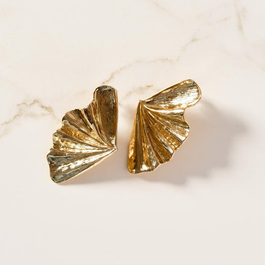 Aretes Abanico Dorado Elegantes