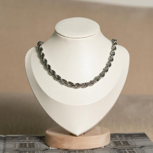 Collar Cadena de Cuerda Plateada
