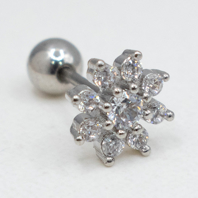 Piercing de Flor Brillante con Cristales