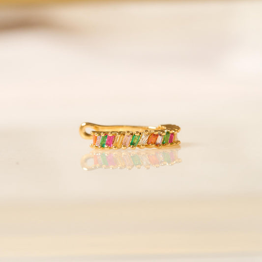 Earcuff de Oro Laminado con Circonitas de Colores