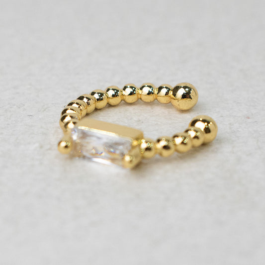 Earcuff Dorado con Piedra Baguette | Sin Perforación