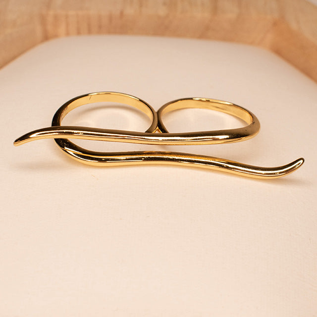 Anillo Doble Curvado Dorado