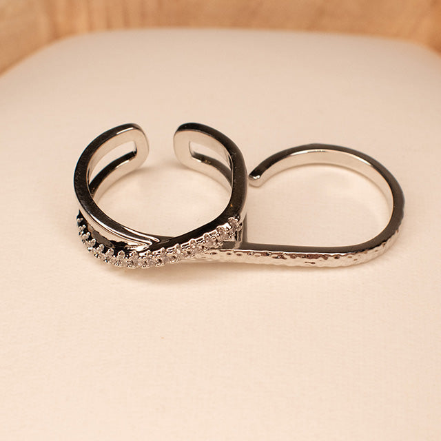 Anillo Doble Ajustable con Circonitas Brillantes