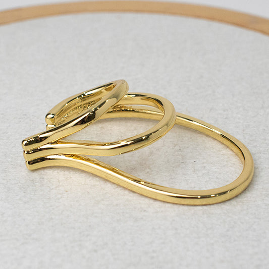 Earcuff Doble Línea Curvada Bañado en Oro