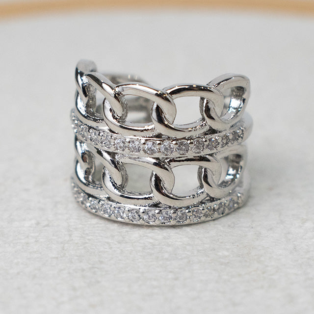 Earcuff de Cadena Brillante con Circonitas