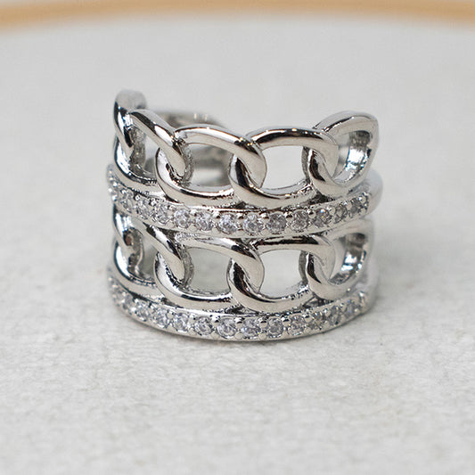 Earcuff de Cadena Brillante con Circonitas