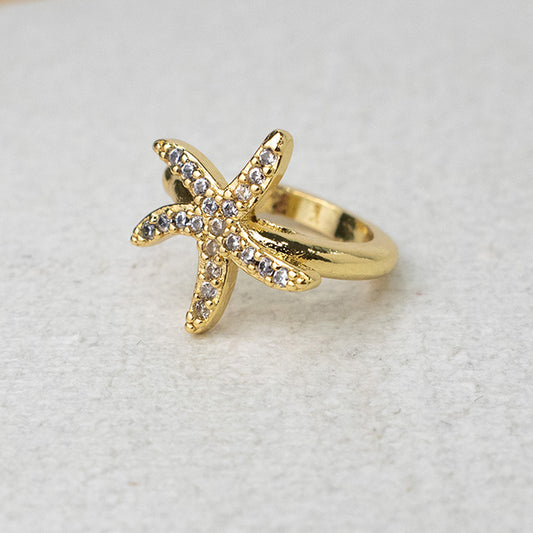 Earcuff Estrella de Mar Brillante Dorado