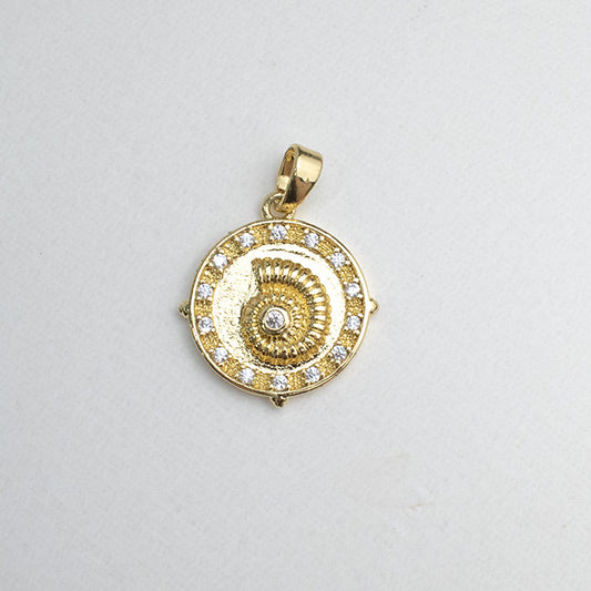 Dije Espiral de Ammonite Dorado con Circonitas