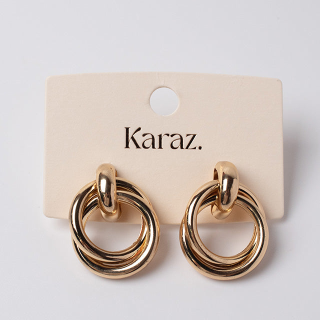 Aretes de Doble Aro Dorados Karaz
