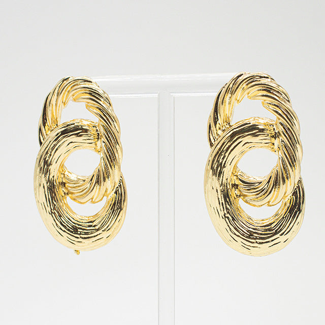 Aretes de Eslabones Entrelazados Dorados Gruesos