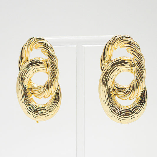 Aretes de Eslabones Entrelazados Dorados Gruesos