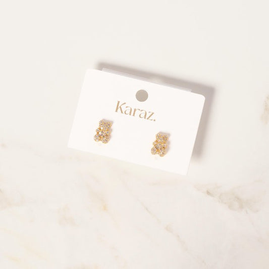 Aretes Topo Osito Dorado con Brillantes