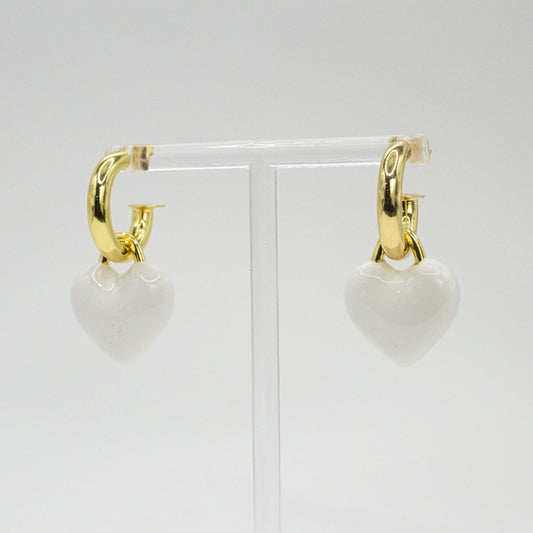 Pendientes Aro Corazón Blanco
