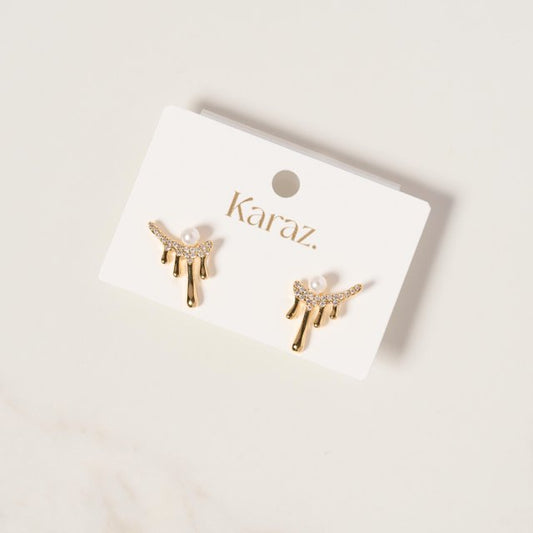 Aretes Dripping con Perla y Cristales
