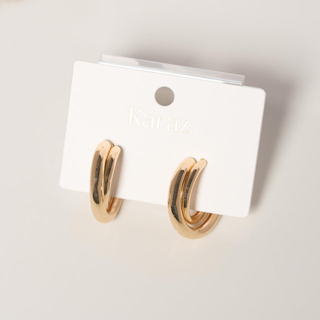 Aretes Doble Argolla Dorada Mediana