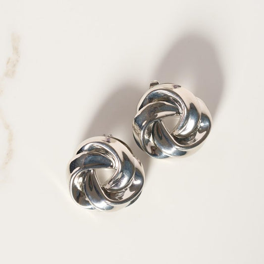Aretes de Nudo Grueso Plateados