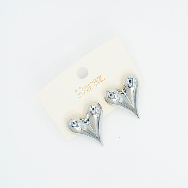 Aretes Corazón Plateados Brillantes