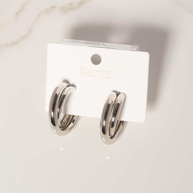 Aretes Doble Argolla Grandes Plata