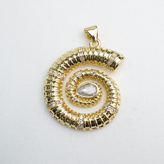 Dije Espiral Dorado con Piedras Brillantes