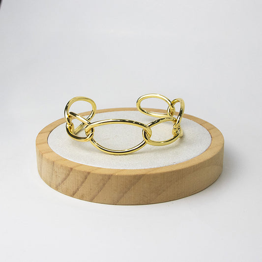Pulsera Cadena Eslabones Dorados Estilo Cuff