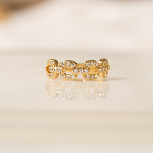 Earcuff de Cadena con Circonitas Bañado en Oro
